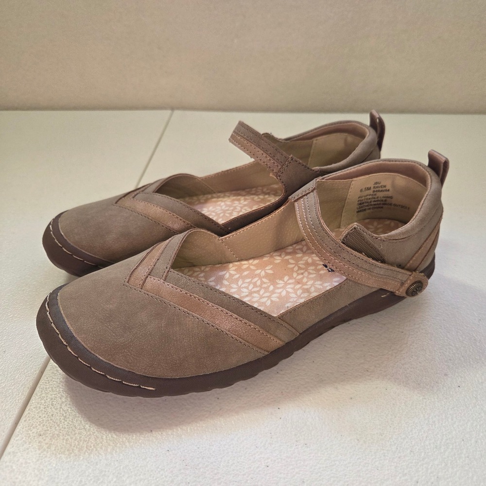 JBU Jambu Raven Mary Jane Flats Taupe Suede Comfort Shoes Women Size 6.5‎